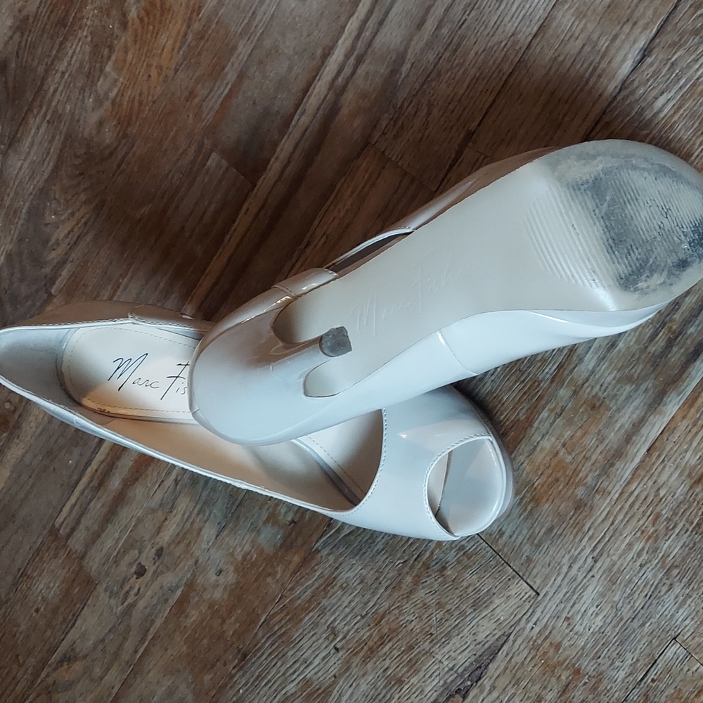 Marc Fisher Tan Peep-Toe Heels - Picture 6 of 8